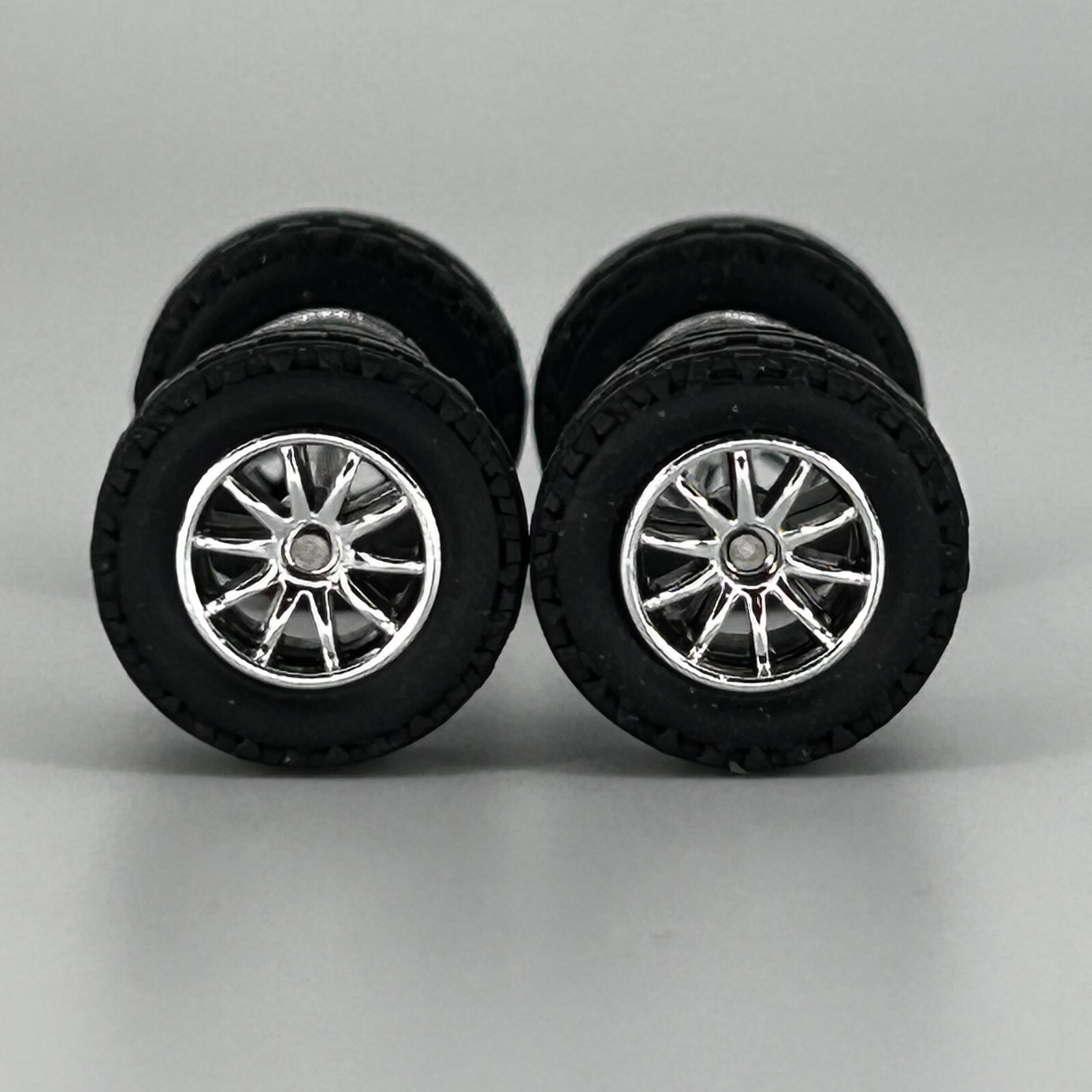14mm 4×4 Truck Tire Sets – Blackwall Chrome 10 Spoke for Hot Wheels