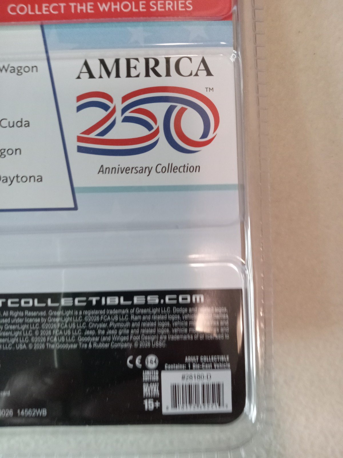 1:64 Greenlight *AMERICA 250* 1971 Plymouth Hemi ’Cuda NIP 250th Anniversary