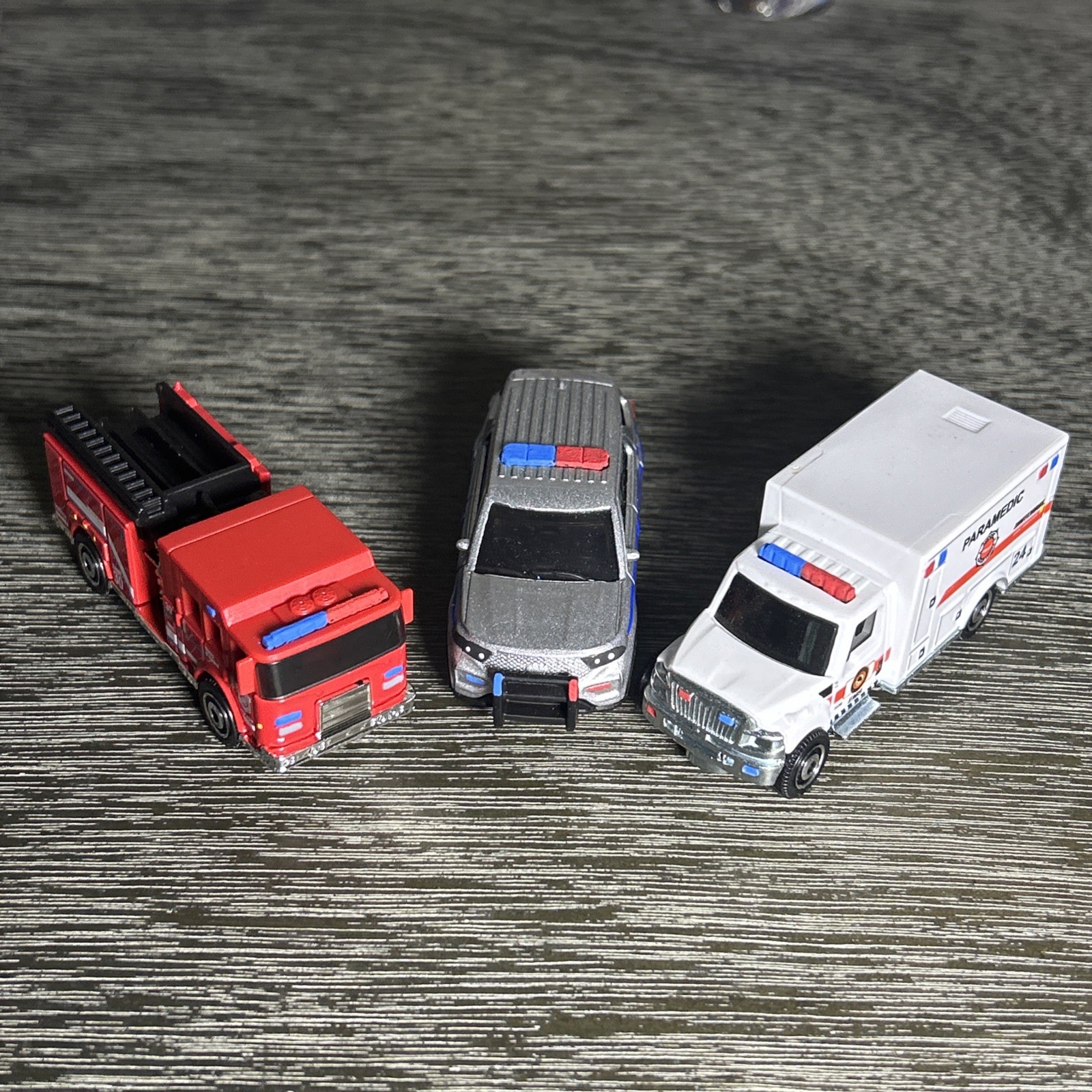 Custom Matchbox Emergency Vehicle Set Pierce Firetruck, Ford Police, Ambulance