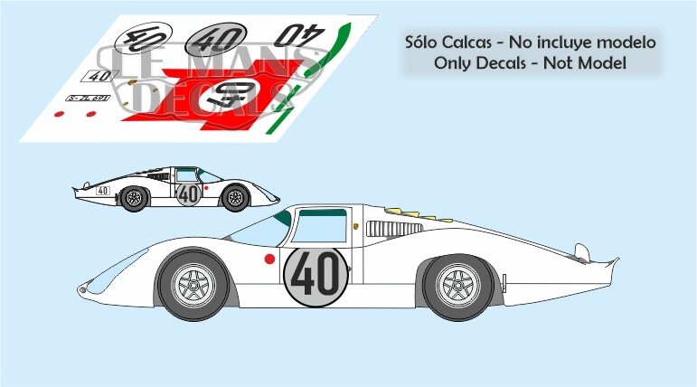 Decals Porsche 907 LH Le Mans 1967 40 41 1:32 1:24 1:43 1:18 slot decals