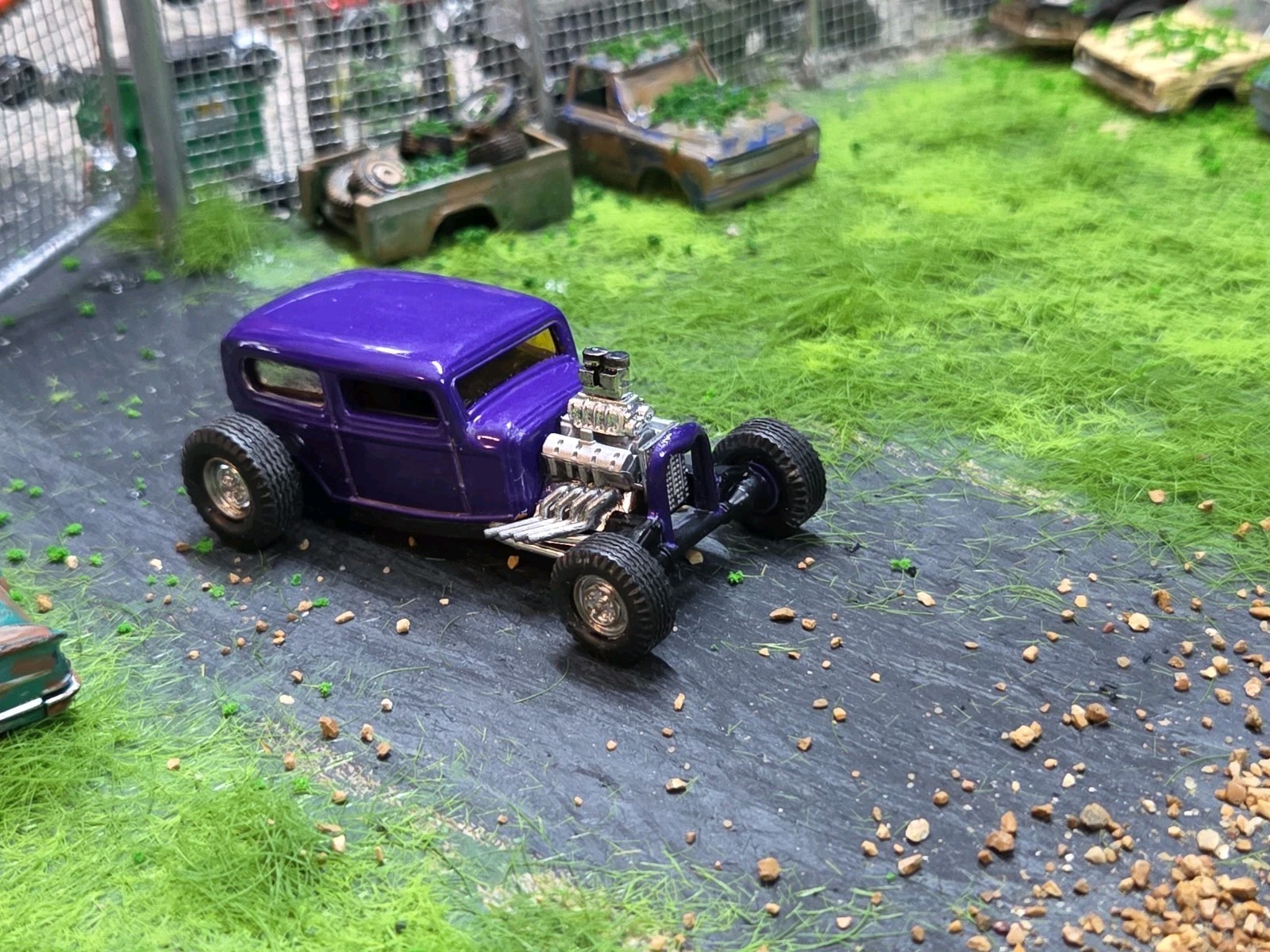 Custom 1:64 street Rat Rod lowered hot FORD chopped panel paddy wagon HotWheels