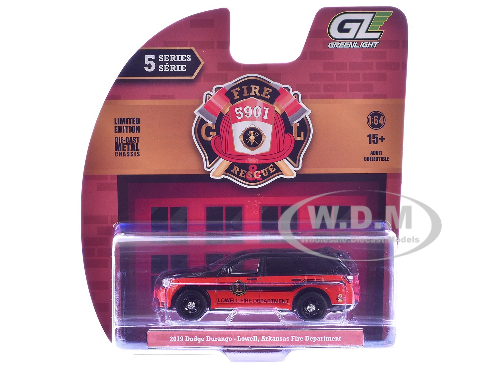 2019 DODGE DURANGO “LOWELL, AR FIRE DEPT.” RED & BLACK 1/64 GREENLIGHT 67070 C