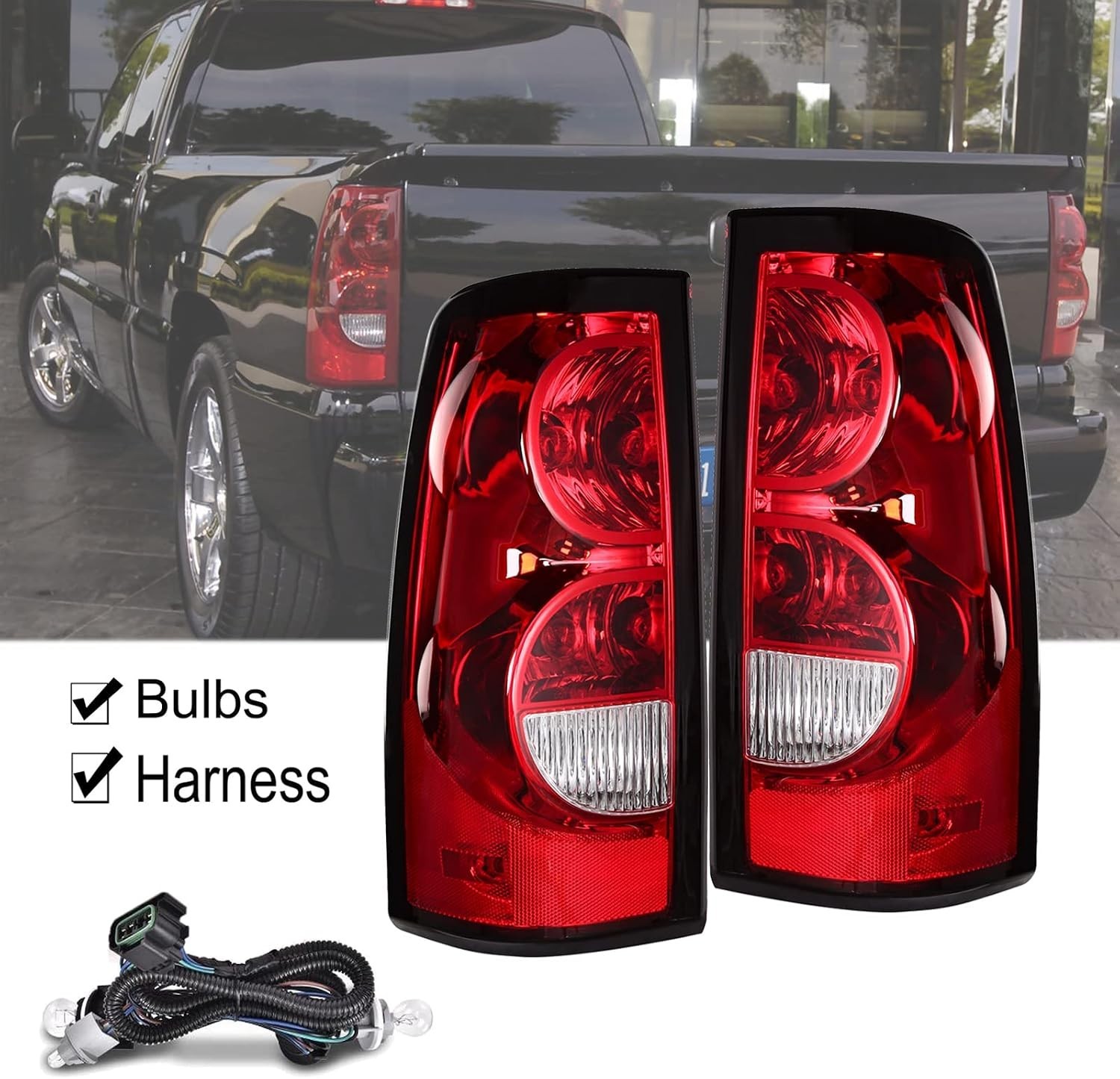 Headlights Tail Lights Assembly Combo Compatible 2003-2006 Chevy Silverado