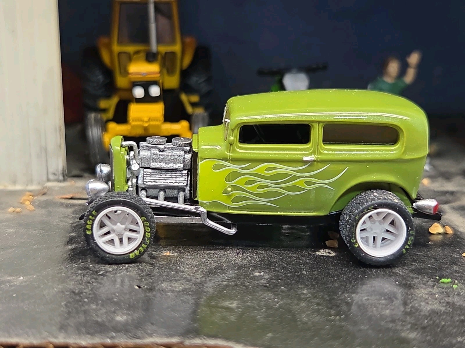 Custom 1:64 street Rat Rod lowered hot FORD chopped panel paddy wagon HotWheels