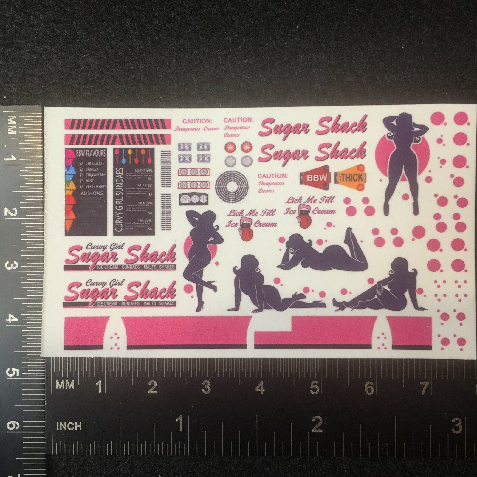 Clear 1:64 Waterslide decal Hot Wheels Ice Cream Truck Quick Bite Sugar Shack