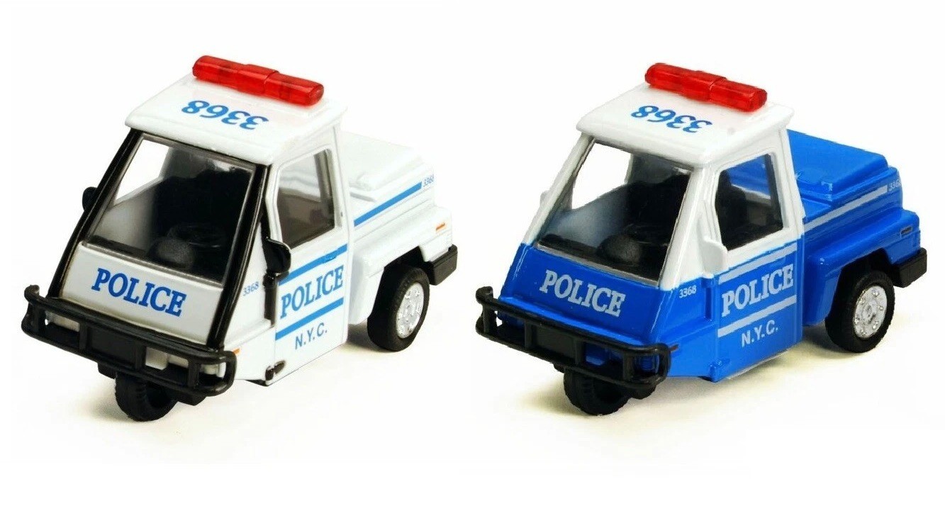 2 PACK – NYC Metro Police Mini Car 1/43 diecast w/ Pull Back Motor Action