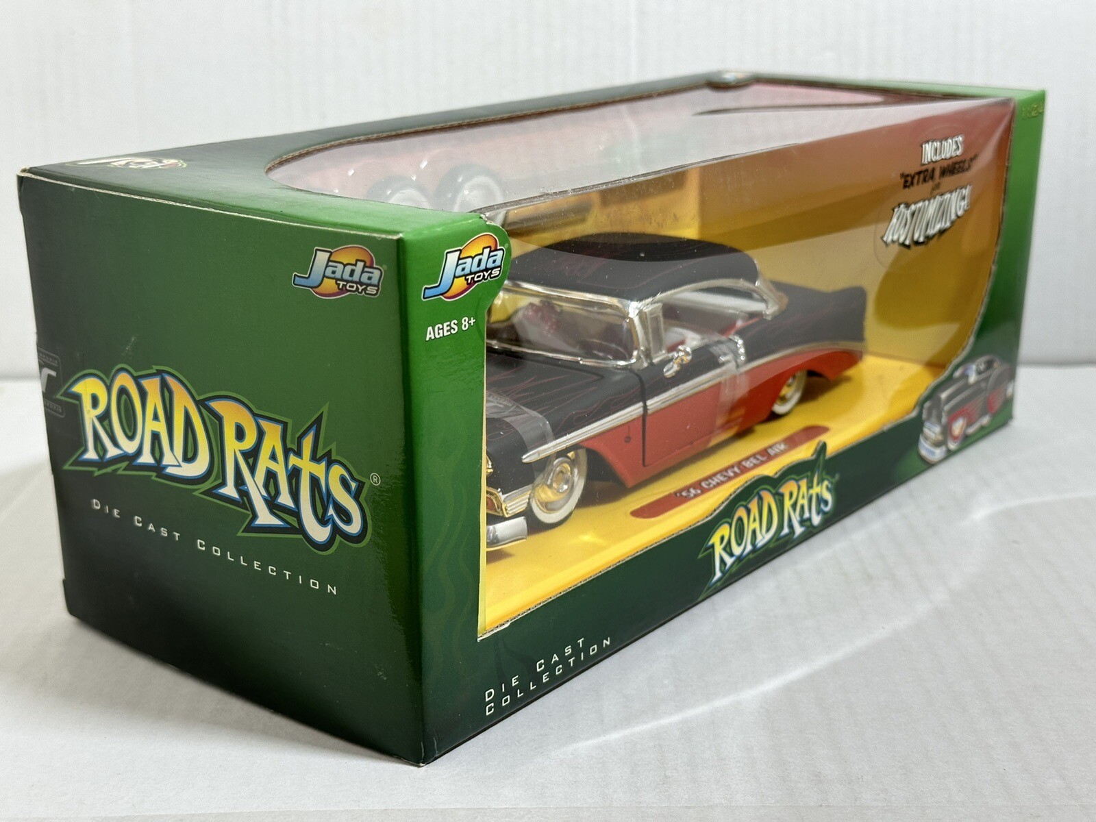 JADA ROAD RATS 1956 CHEVY BEL AIR MATTE BLACK / RED 1:24 DIECAST MODEL #34