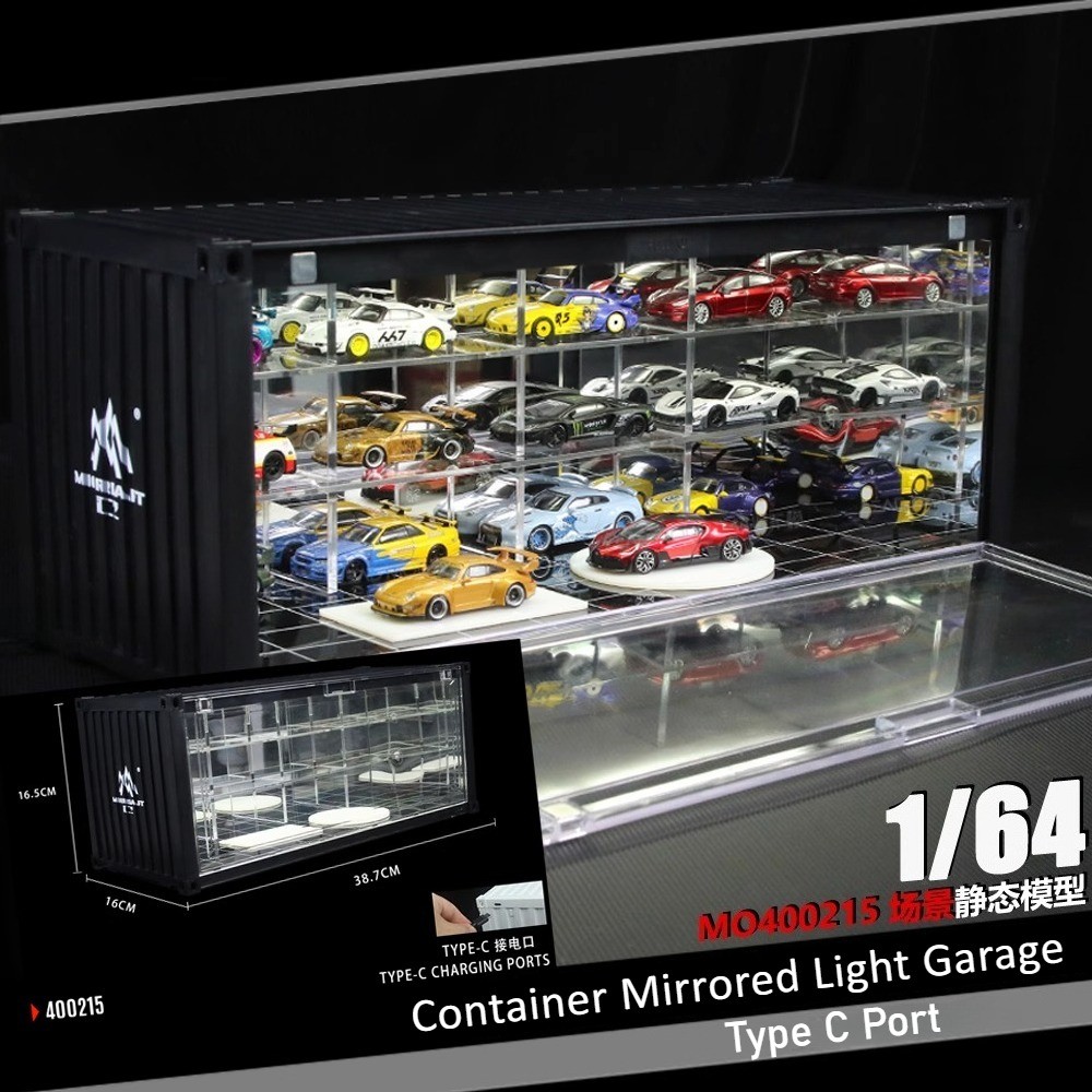 1:64 Diorama Die-Cast Car Garage Model LED Car Display Repair Workshop Scene Toy