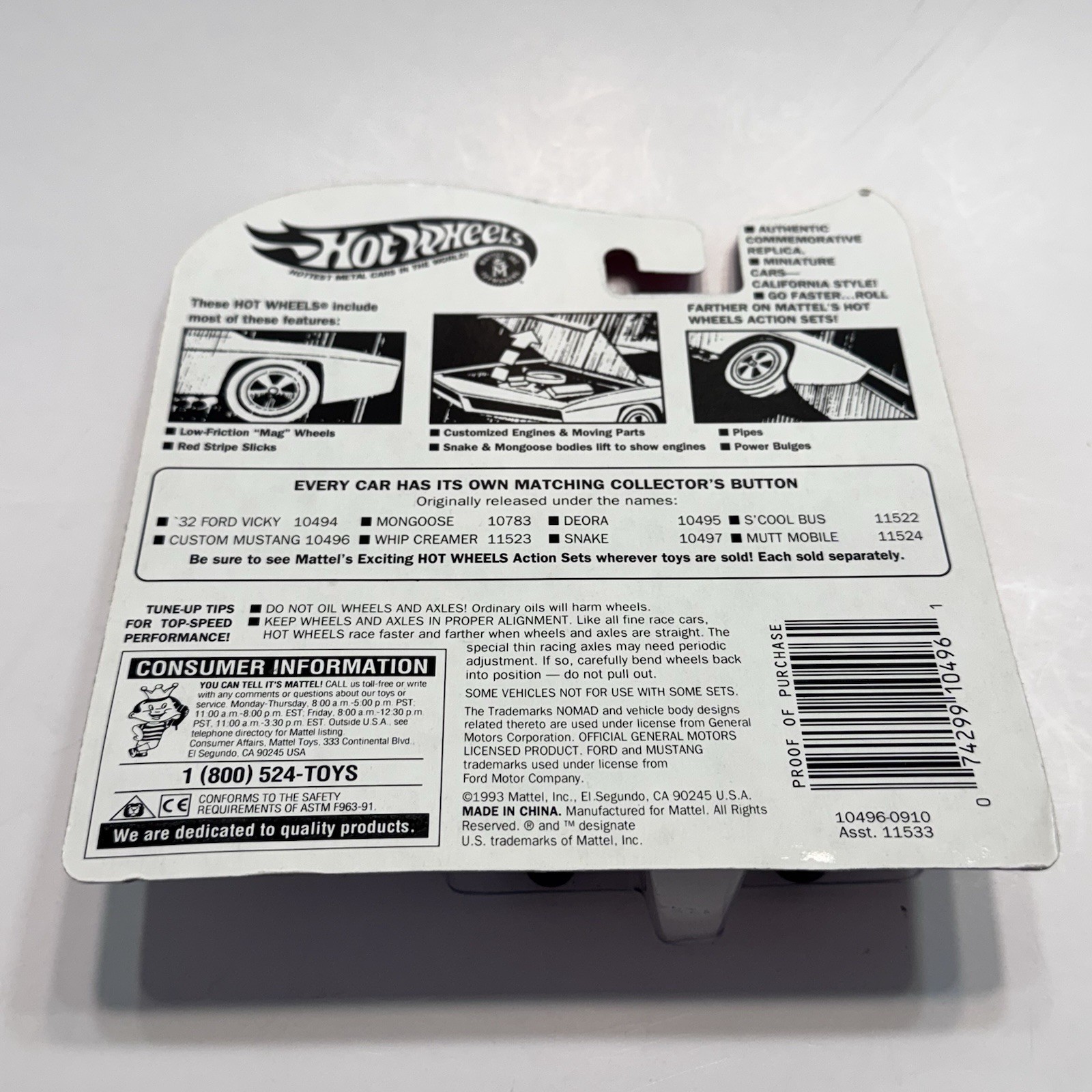 1993 Hot Wheels Redline Brown Custom Mustang Vintage Series China MOC