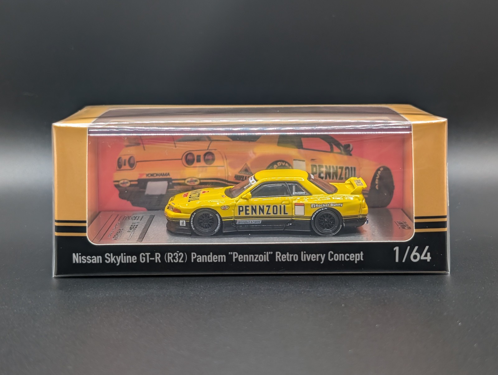 1:64 INNO64 Nissan Skyline GTR R32 Pandem Rocket Bunny PENNZOIL Retro Livery
