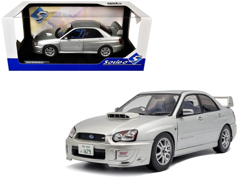 SOLIDO 2004 SUBARU IMPREZA WRX STi 1/18 DIECAST MODEL PREMIUM SILVER S1812303
