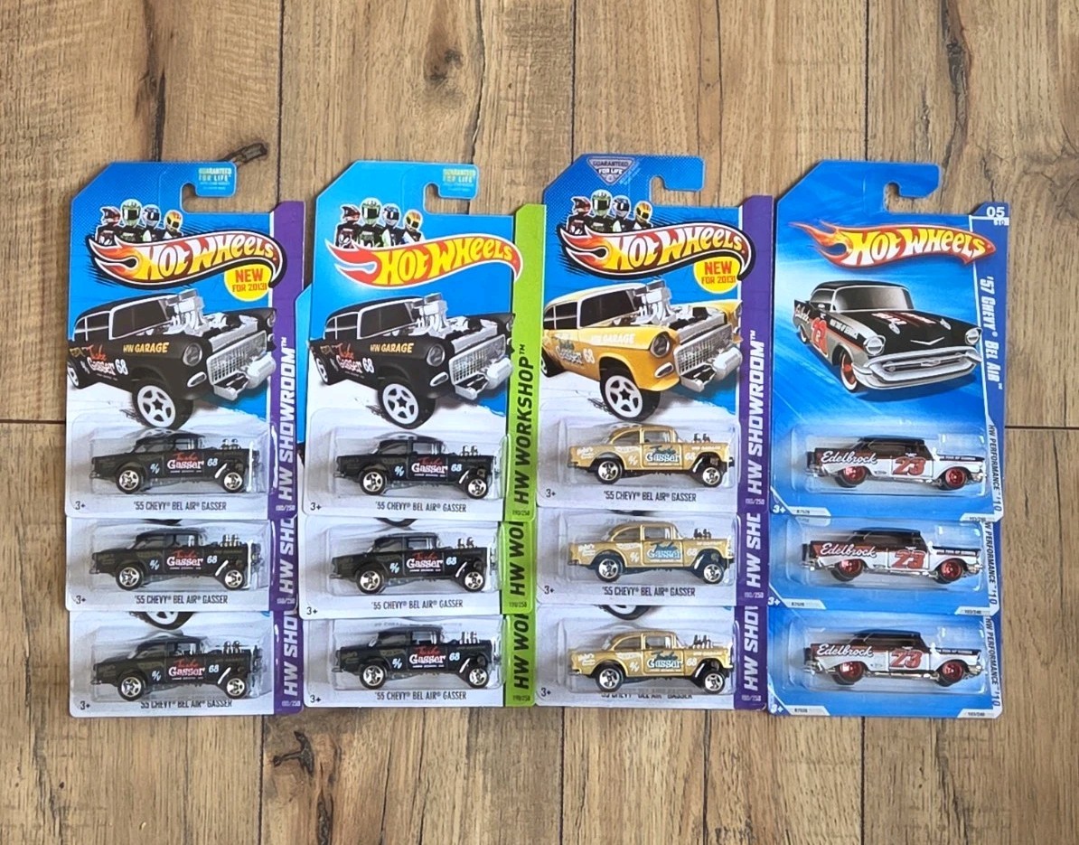 12 Hot Wheels ’55 Chevy Bel Air Gasser HW Showroom ’57 Chevy Bel Air Variations