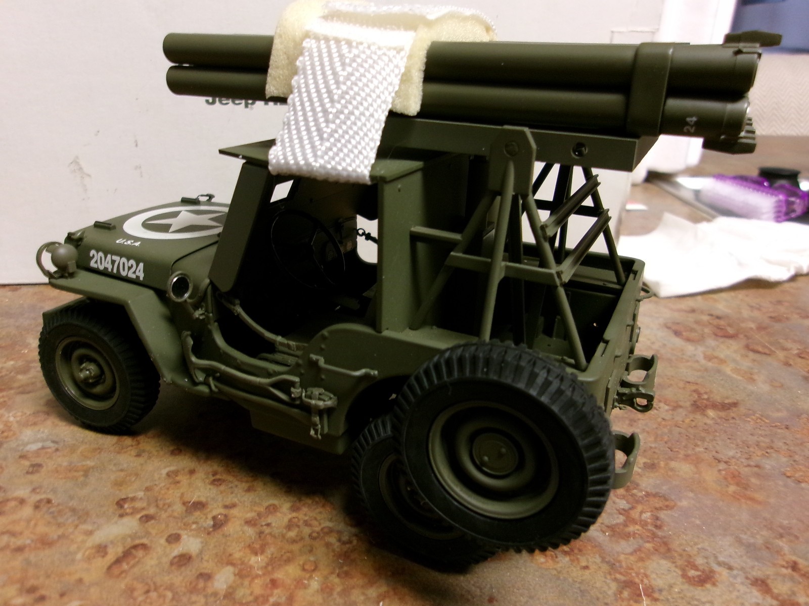 Danbury Mint World War II Jeep Replica W/Rocket Launcher 1:16-Full Package-NEW!