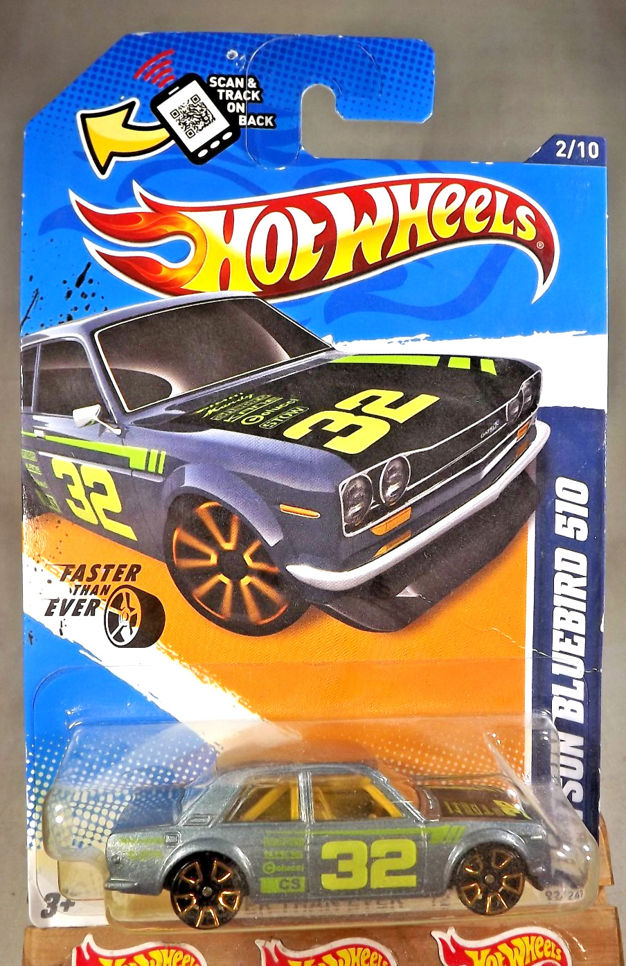 2012 Hot Wheels #92 Faster Than Ever 2/10 DATSUN BLUEBIRD 510 Gray w/GoldTrap5Sp