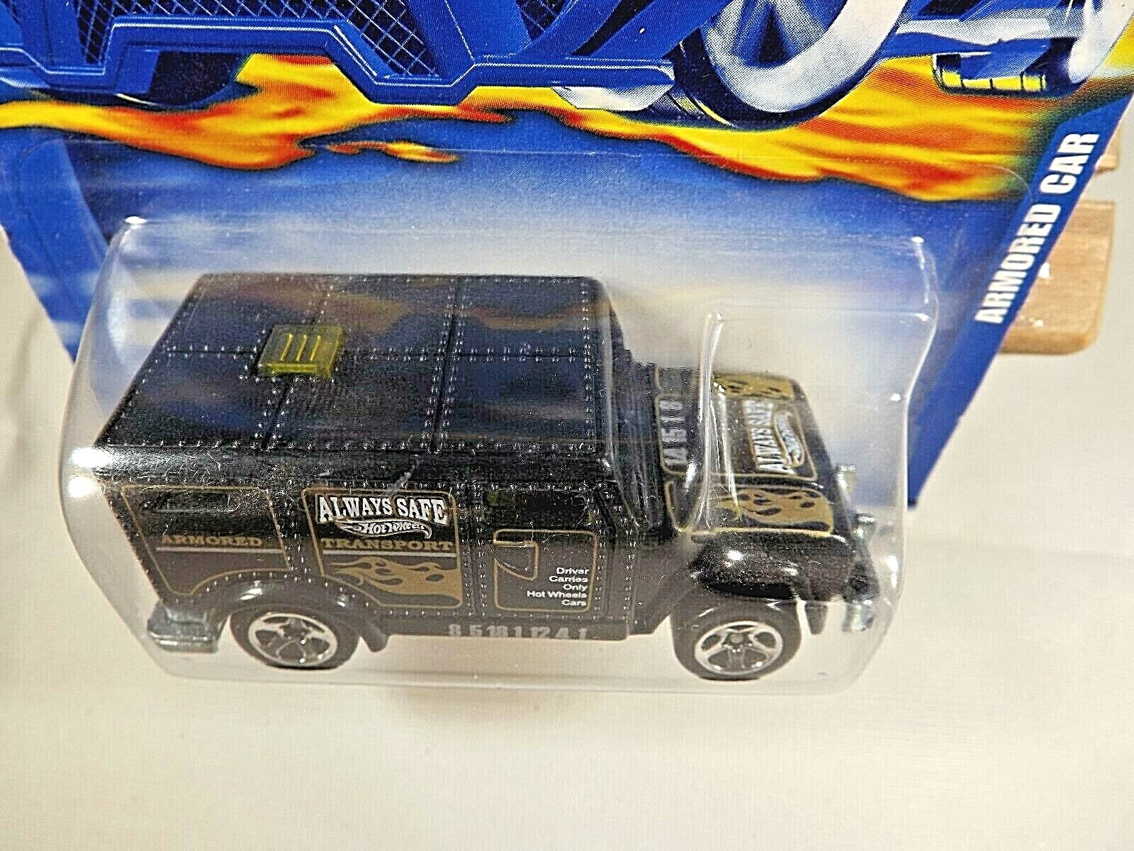 2001 Hot Wheels Mainline/Collector #185 ARMORED CAR Black w/ALW Chrome 5 Spoke