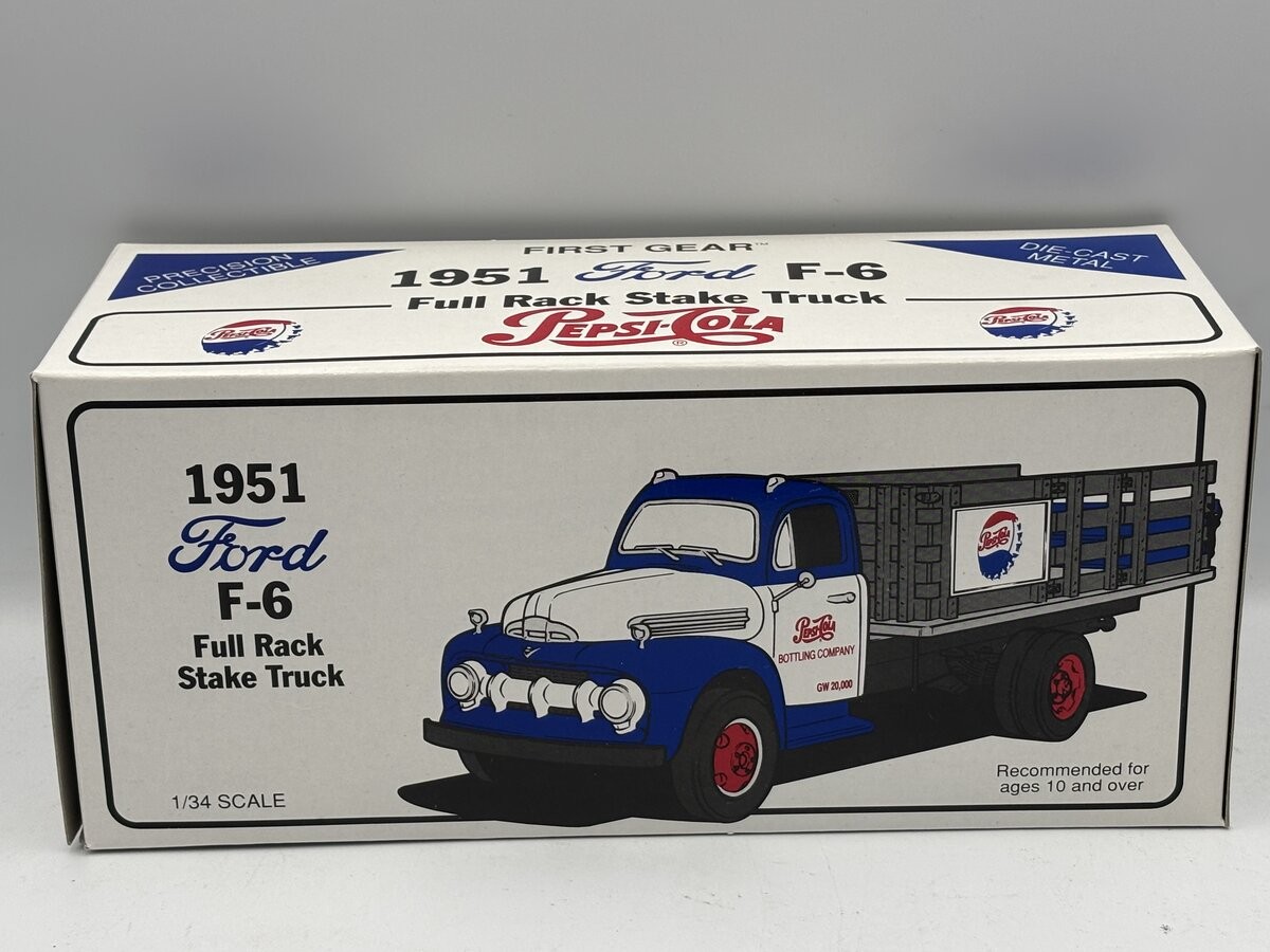 First Gear 19-1091 1:34 1951 Ford F-6 Full Rack Stake Truck Pepsi-Cola LN/Box