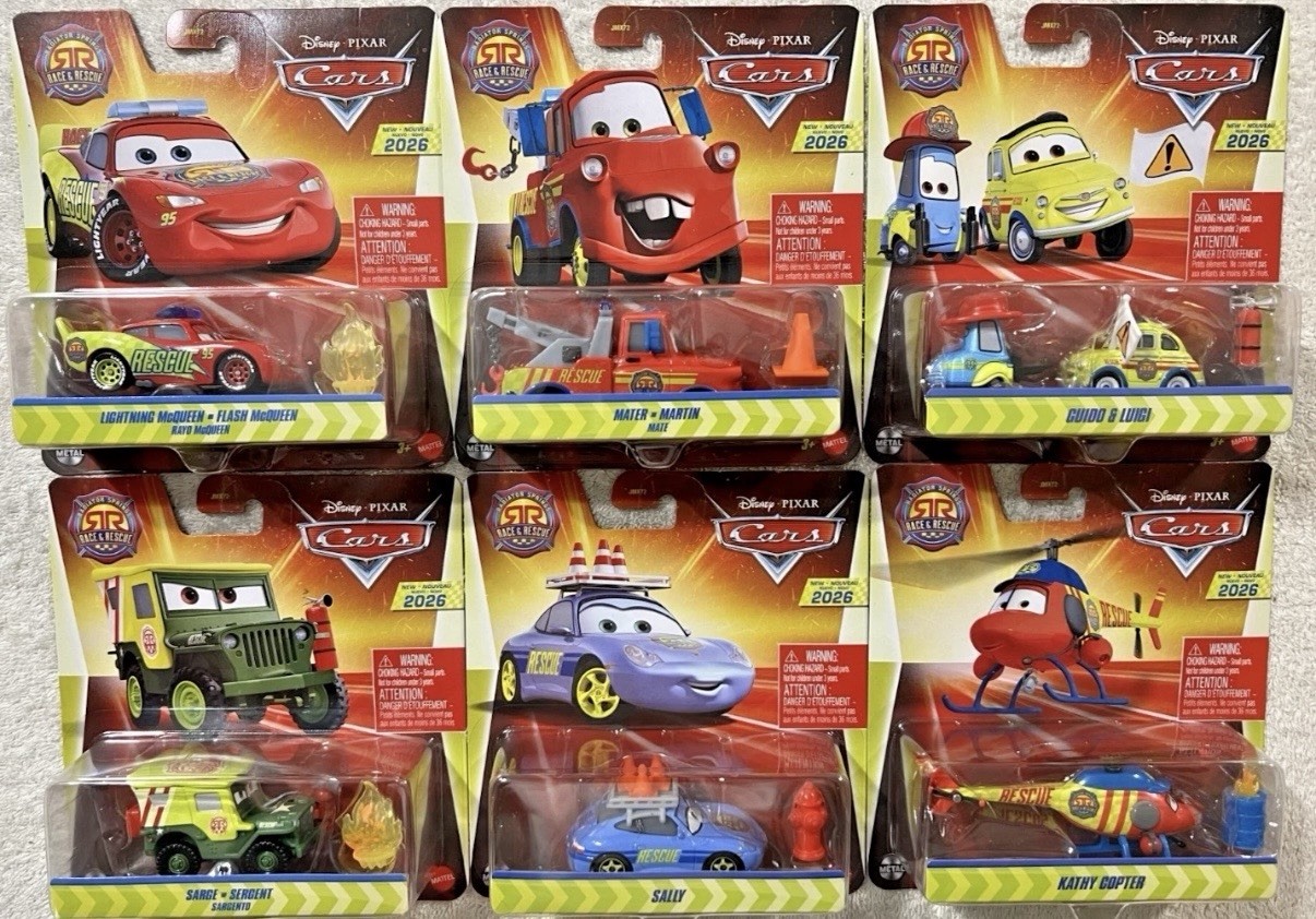 NEW Disney Pixar Cars Race & Rescue 2026 LOT of 6