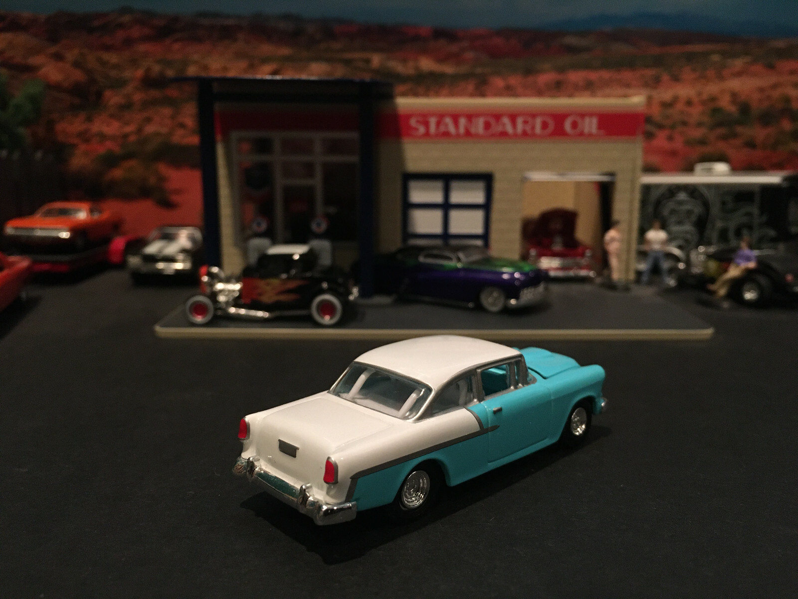 1:64 Hot Wheels Limited Edition 1955 55 Chevy Blown Hot Rod Light Blue and White