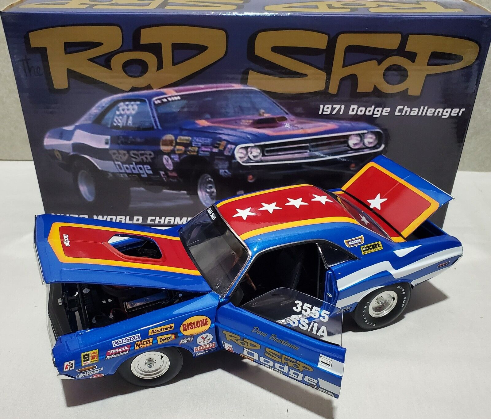 ROD SHOP 1971 CHALLENGER SUPER STOCK 1:18 #A1806028AA – 1 OF 300 by ATOMIC AUTO