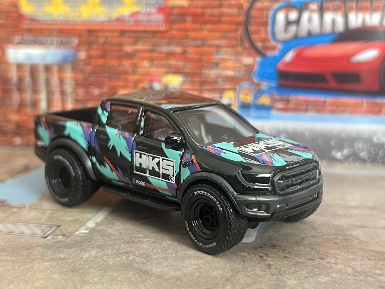 Hot Wheels ‘19 Ford Ranger Raptor HKS Super Custom Swap Real Riders 6 Spoke