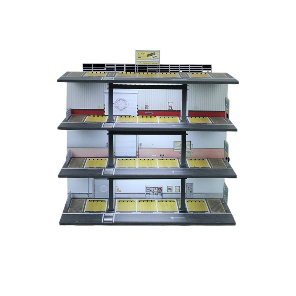 1/64 Diorama Car Garage Model City Street Parking Lot Scene Display Case Toy US