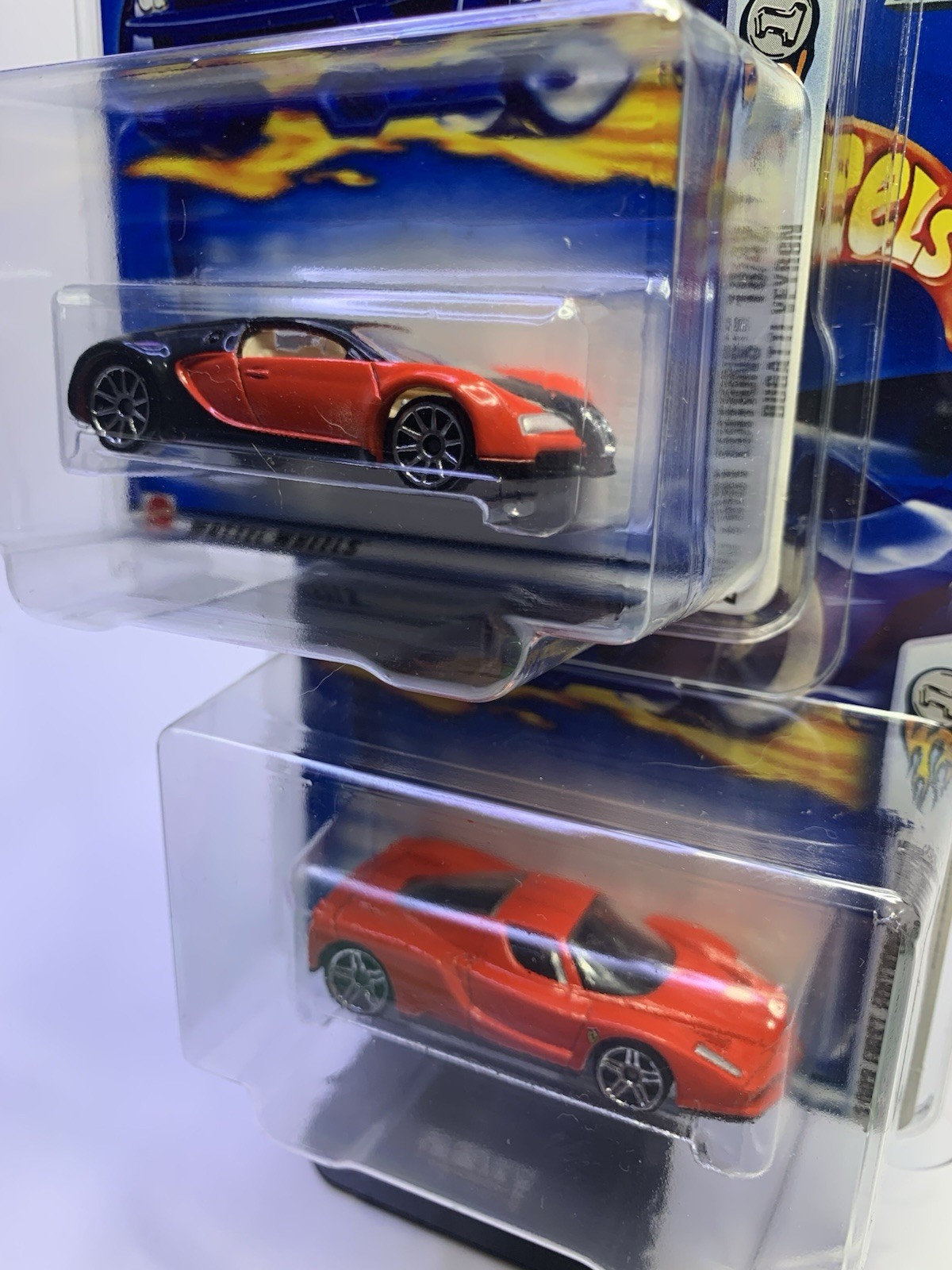 2003 Hot Wheels~Red~’Enzo Ferrari 24/42 & Bugati Veyron 18/42~First Editions~MOC