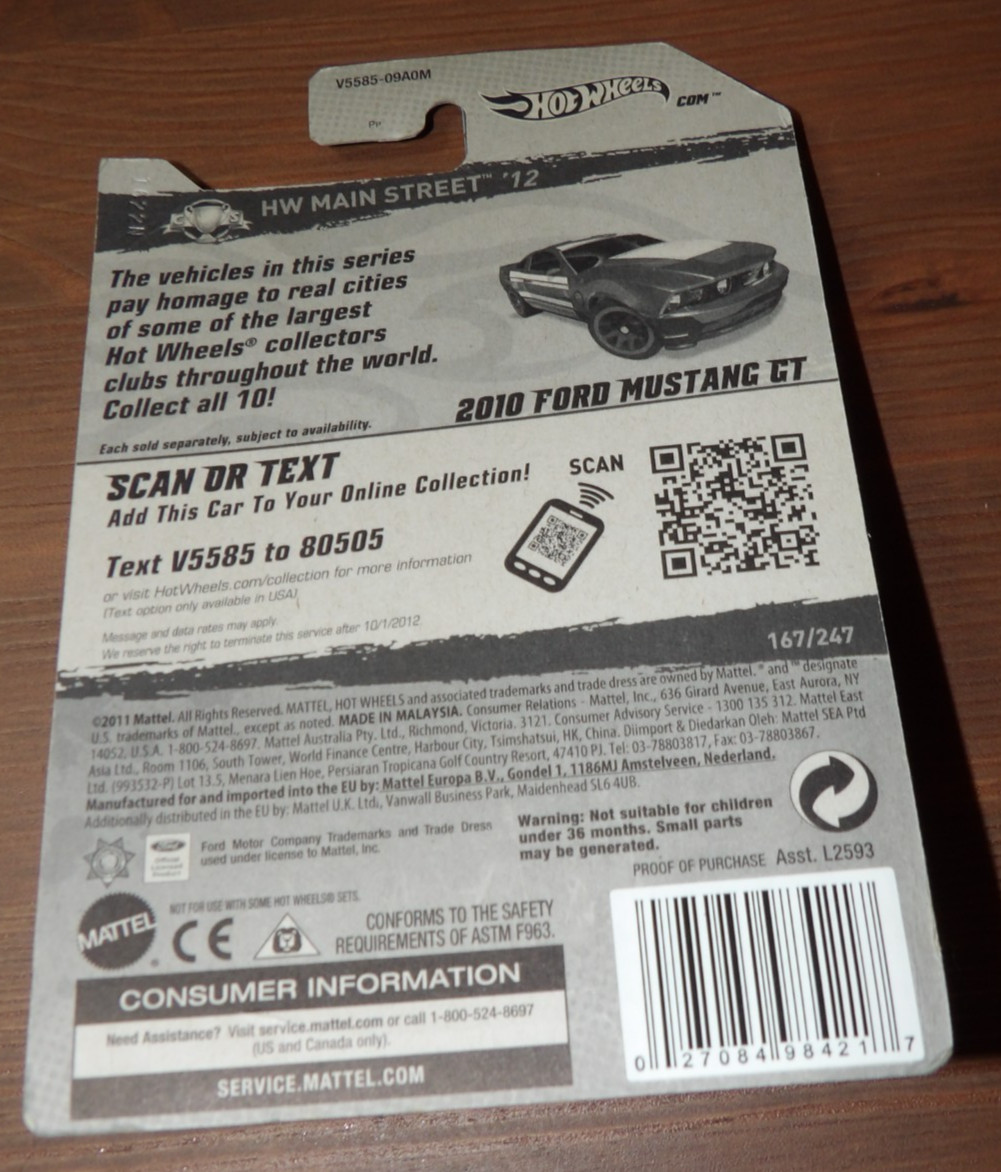 2X – 2012 Hot Wheels Main Street – ‘11 Corvette Grand Sport & 2010 Ford Mustang