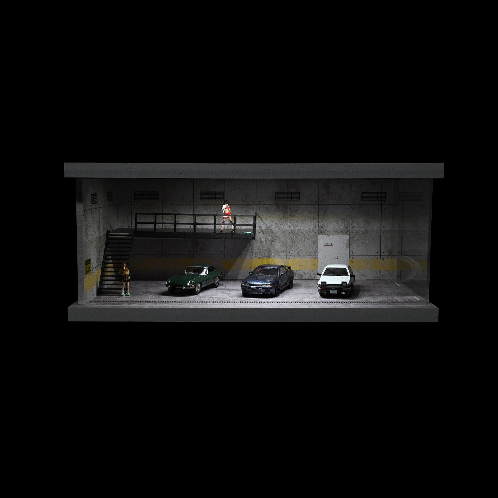Diorama 1/64 Car Showroom Model LED Lighting Car Garage Backdrop Scene Model Toy