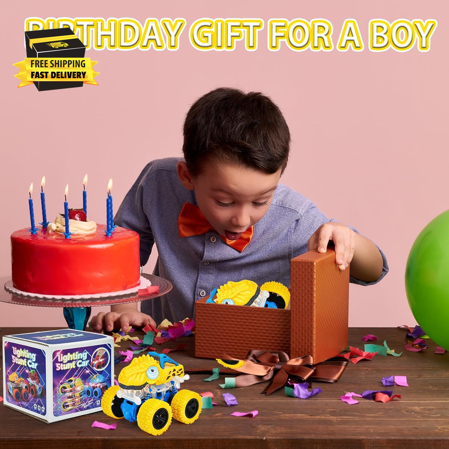 2-5 Years Old Boys Dinosaur Toy, Push and Pull Friction Dinosaur Monster Truck,