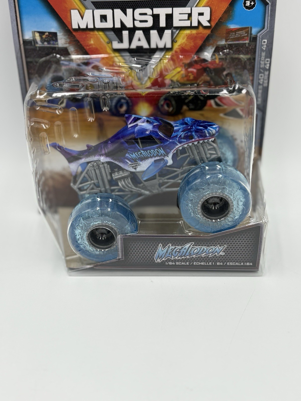 New Design Monster Jam Megalodon with clear blue tires 1:64 Scale