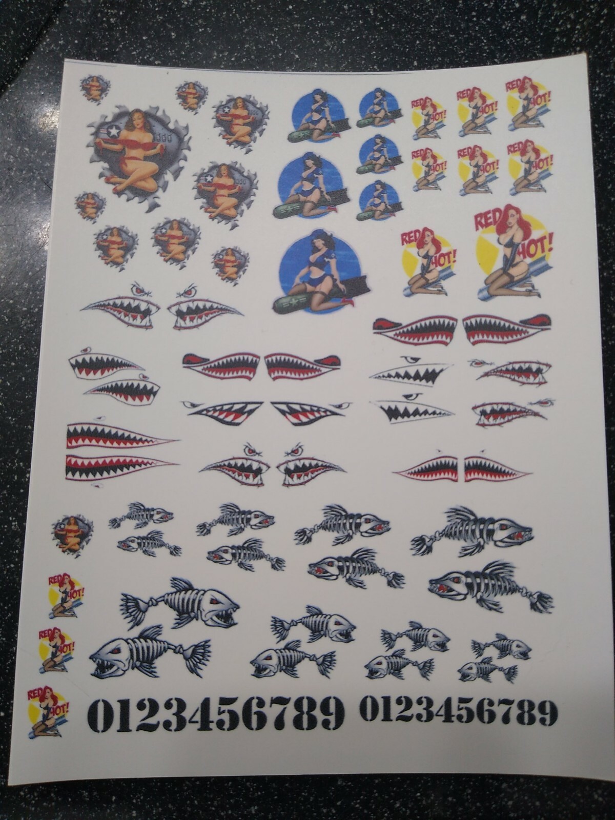 Pin Up/Shark Clear! WATER-SLIDE DECALS FOR HOT WHEELS, 1:64 MADE IN USA!