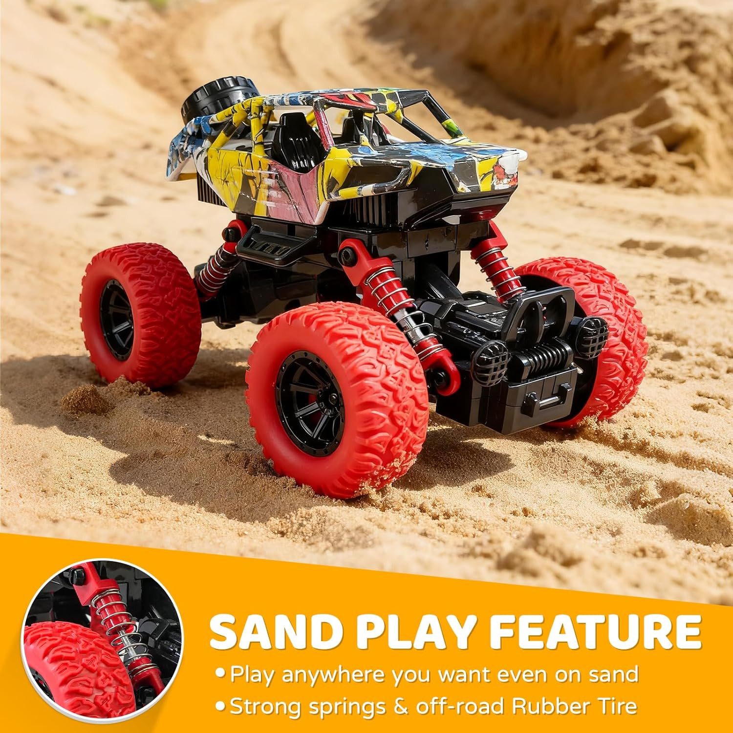 6.3 Inch Monster Truck Toys for Boys 3 4 5 6 7 Years Old, Pull Back Friction Pow