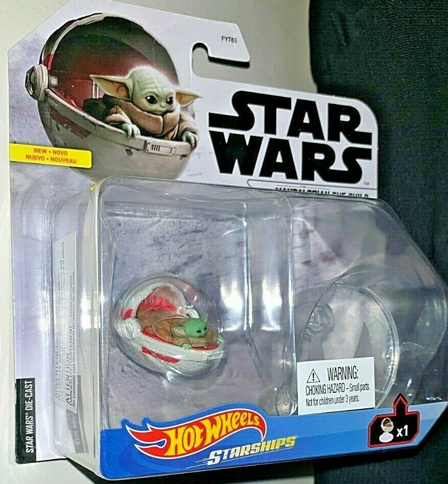 HOT WHEELS 2021 STARSHIPS STAR WARS MANDALORIAN THE CHILD HOVER PRAM W/STAND NEW