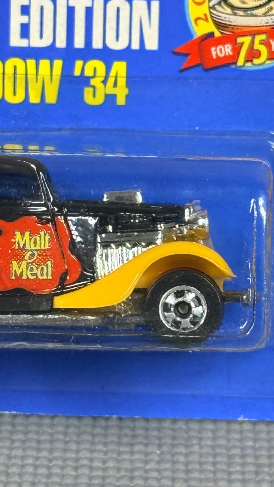 1993 Hot Wheels Malt-O-Meal 3-Window ’34 Limited Edition Sealed 1979 Base