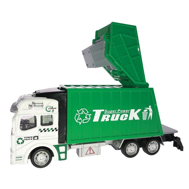 1:48 Scale Pull Back Alloy Car Model Garbage Truck Kids Child Car Toy Gift Green
