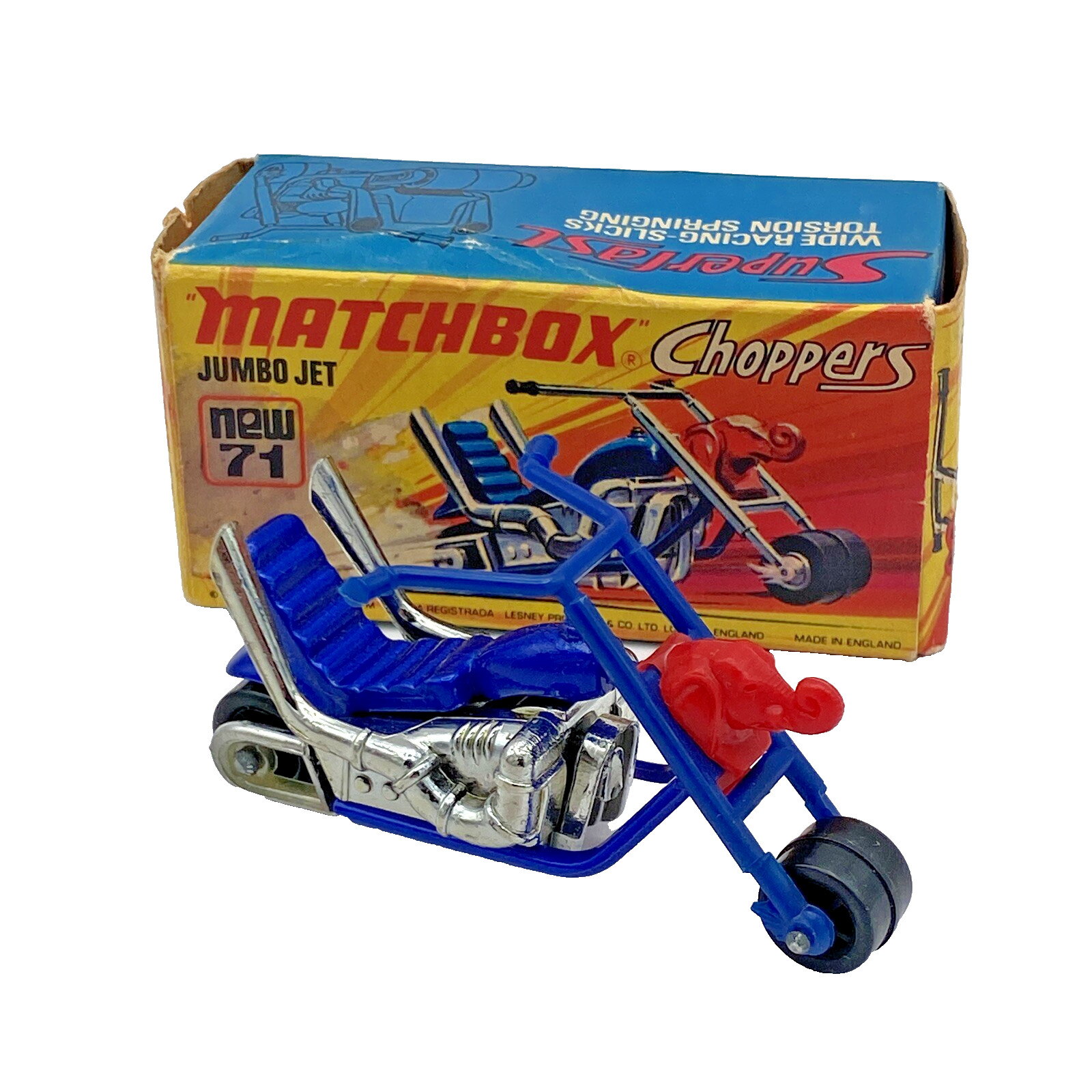 Lesney Matchbox Superfast Chopper Jumbo Set No 71 Blue with Box England 1972