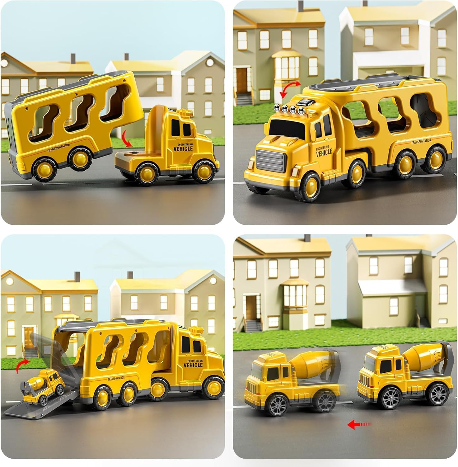 Trucks for Toddlers 2-4 Years 1-3 4-8 4-7 Boys Girls, 5 in 1 Construction Carrie