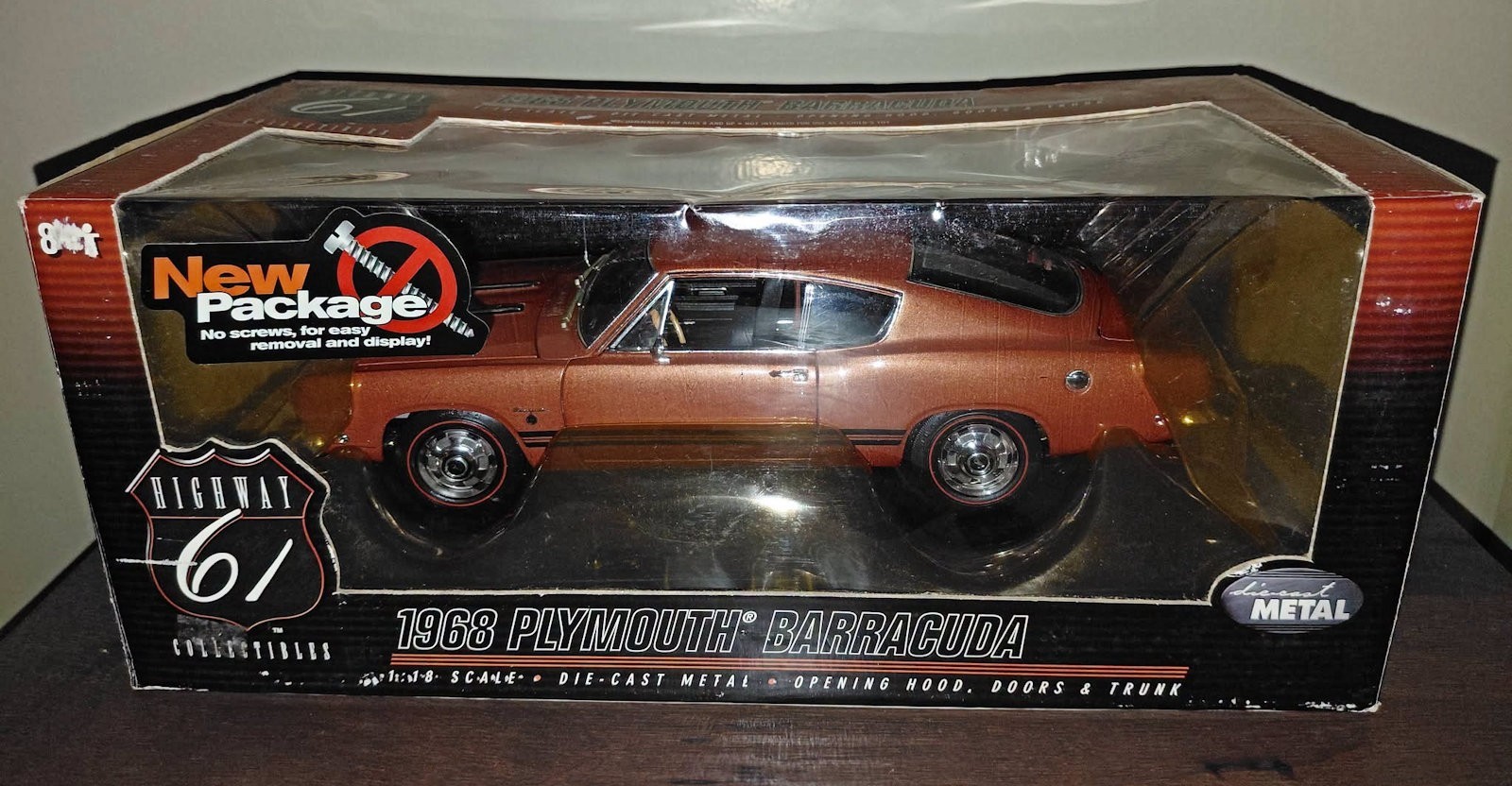 Highway 61 1:18 Die Cast Metallic Copper 1968 Plymouth Barracuda FREE SHIPPING