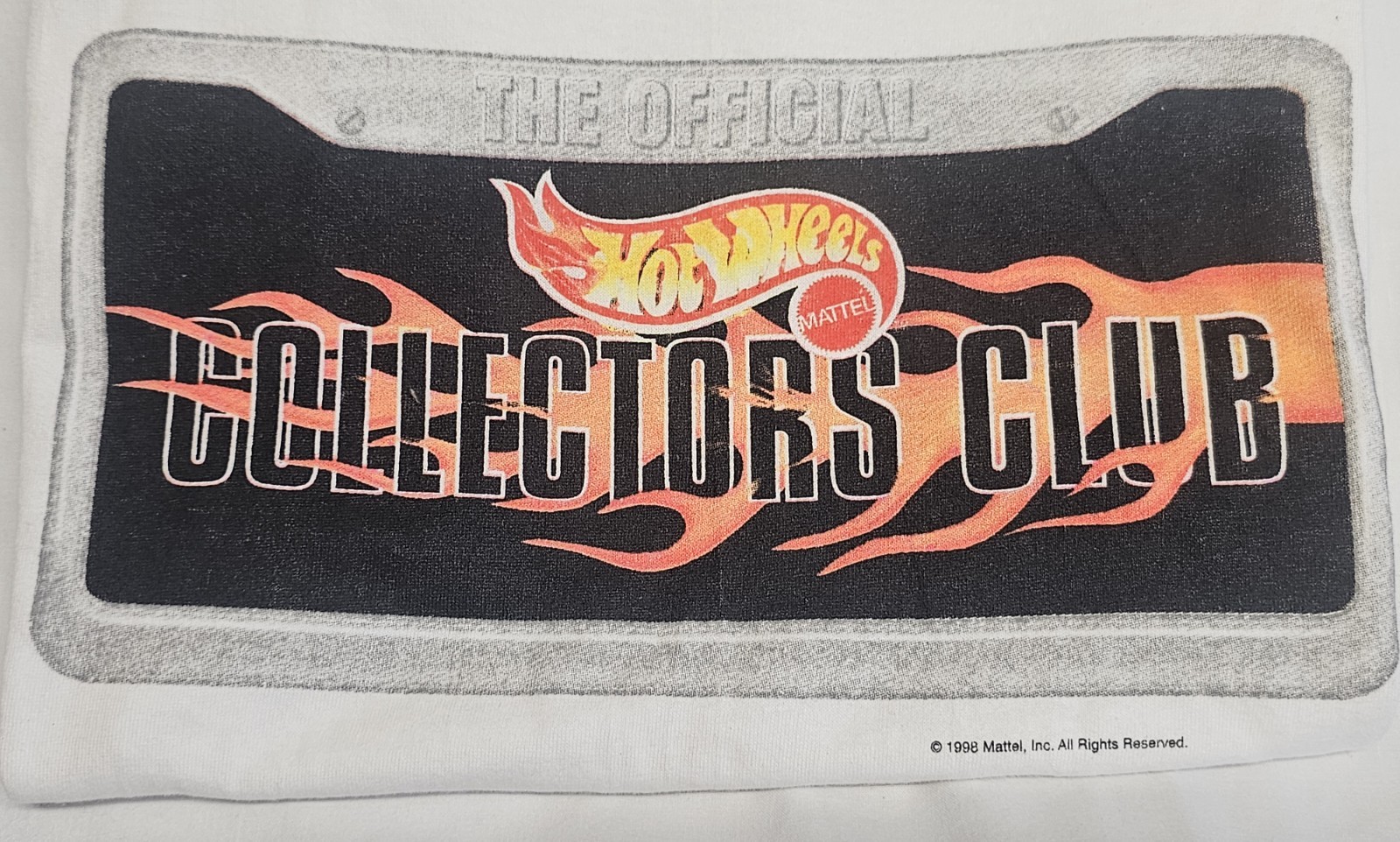 NOS Vintage 1998 Hot Wheels License Plate Frame Collectors Club T-Shirt Size XL