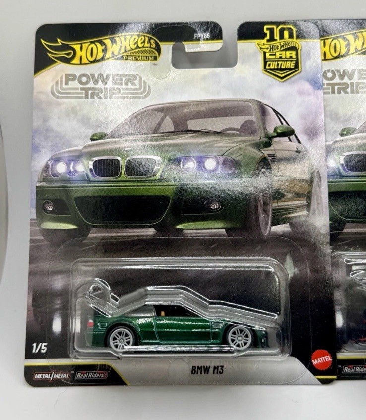 Hot Wheels BMW M3 E46 Green Power Trip FPY86-961 R 1/64 Lot Of 2