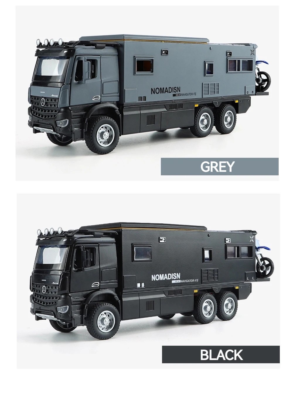 1:24 Benz Camper RV Motorhome Toy Model Car Diecast Pull Back Toy Sound Light