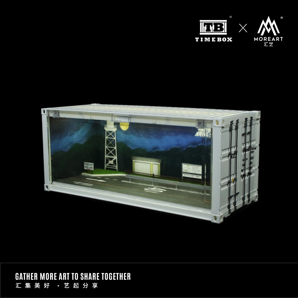 1/64 Diorama Diecast Model LED Garage Container Street Buildings Display Case