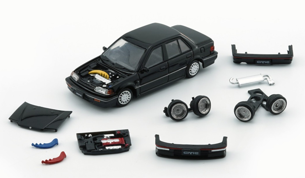 BM 1/64 Die Cast HONDA CIVIC EF2 (LHD) Model Cars (3-PACK) *BLACK-RED-WHITE*