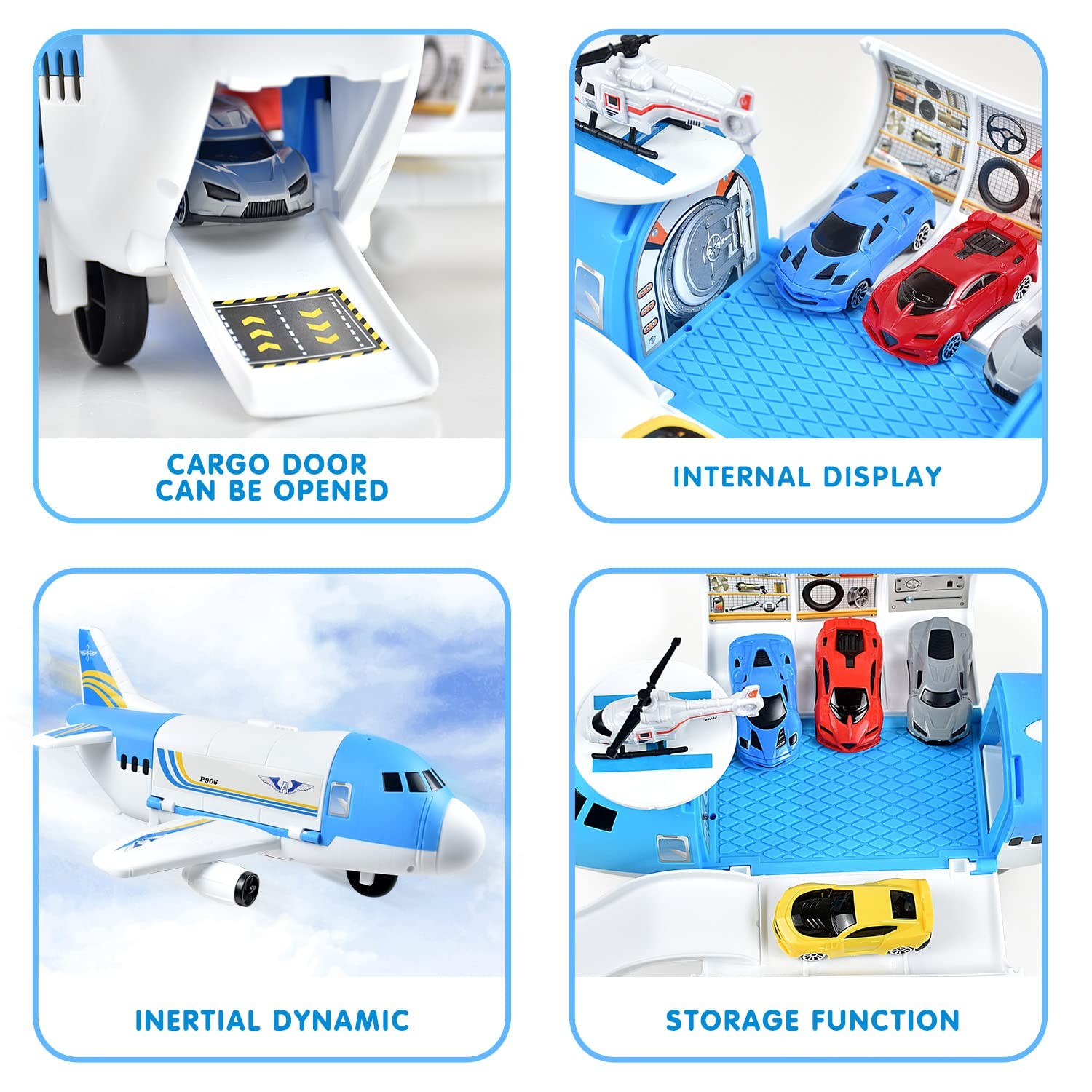 Transport Cargo Airplane Car Toy Play Set for 3+ Years Old Boys and Girls
