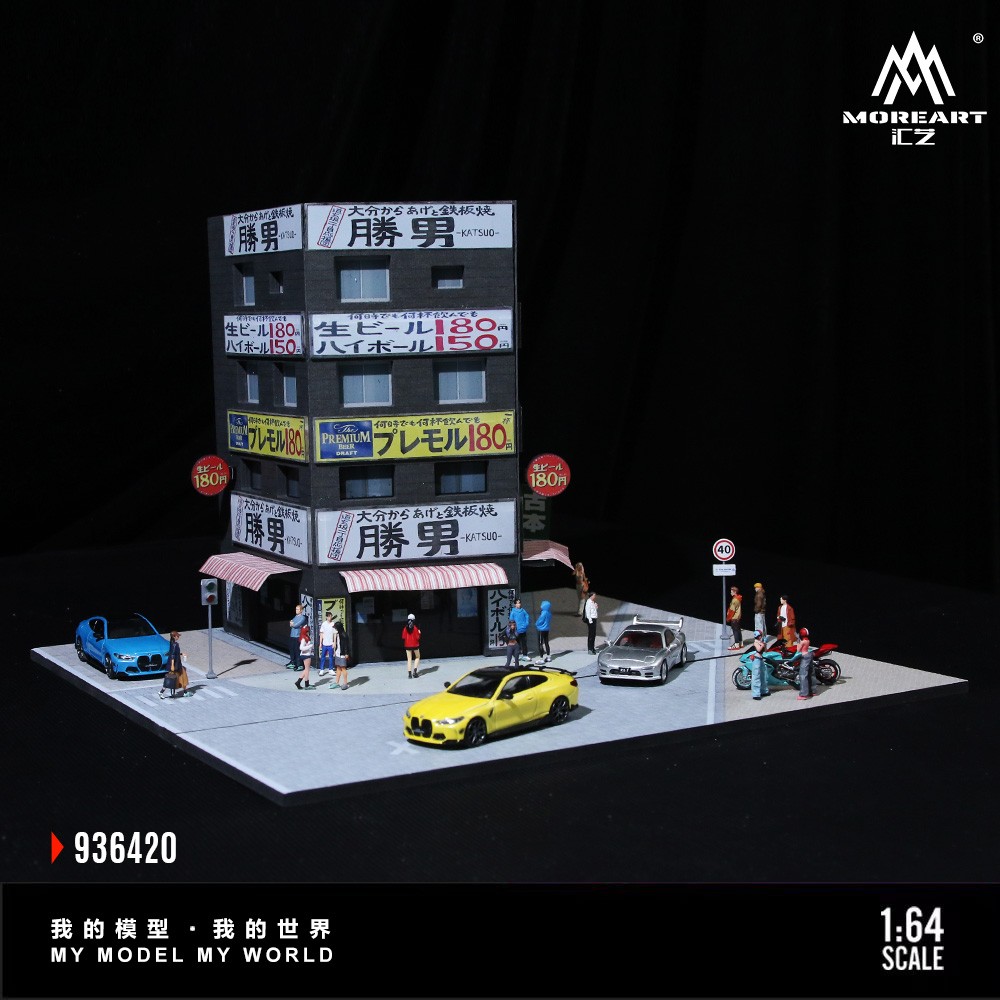 1:64 Diorama Diecast Garages Building Model LED Display Parking Lot Scene US