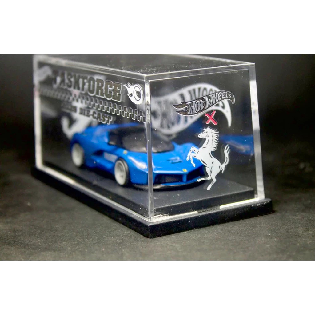 NEW Hot Wheels LaFerrari CUSTOM Replica Blue Rubber Tire Car Display Case