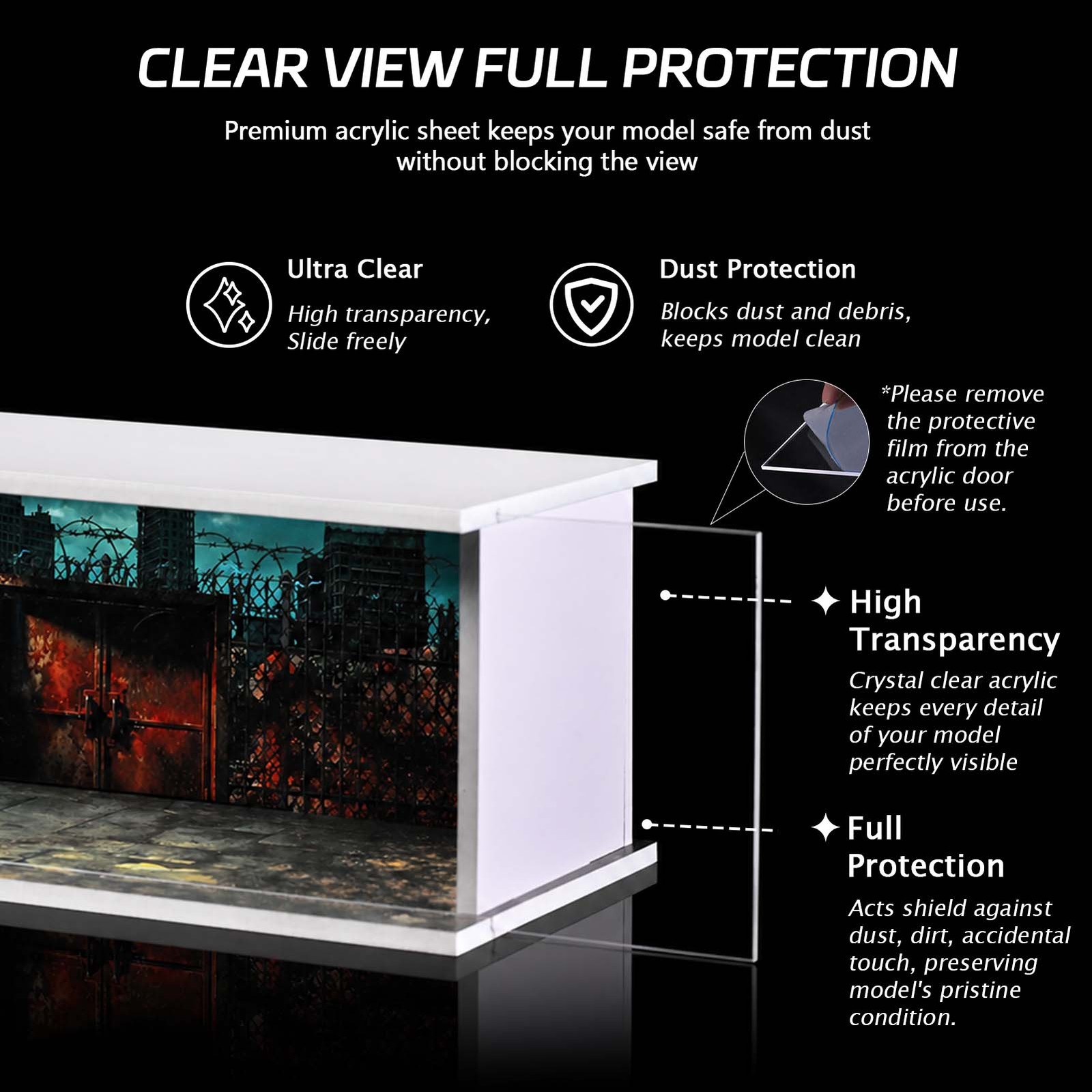Diorama 1/64 Post-Apocalyptic Garage Model LED Parking Lot Display Case Building
