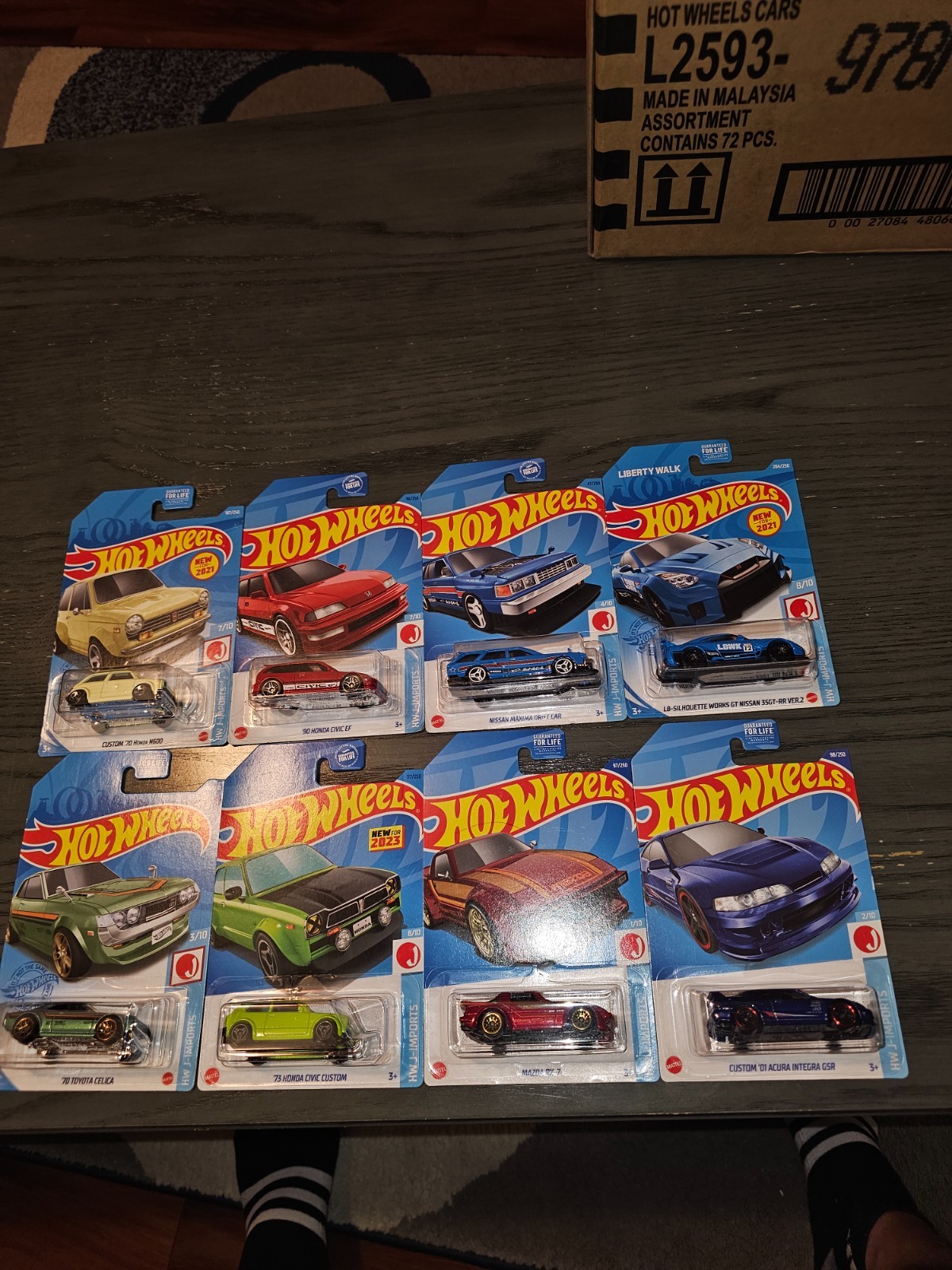 HOT WHEELS HW J-IMPORTS LOT OF 8 TOYOTA, HONDA, ACURA, MAZDA, NISSAN SEALED MOC