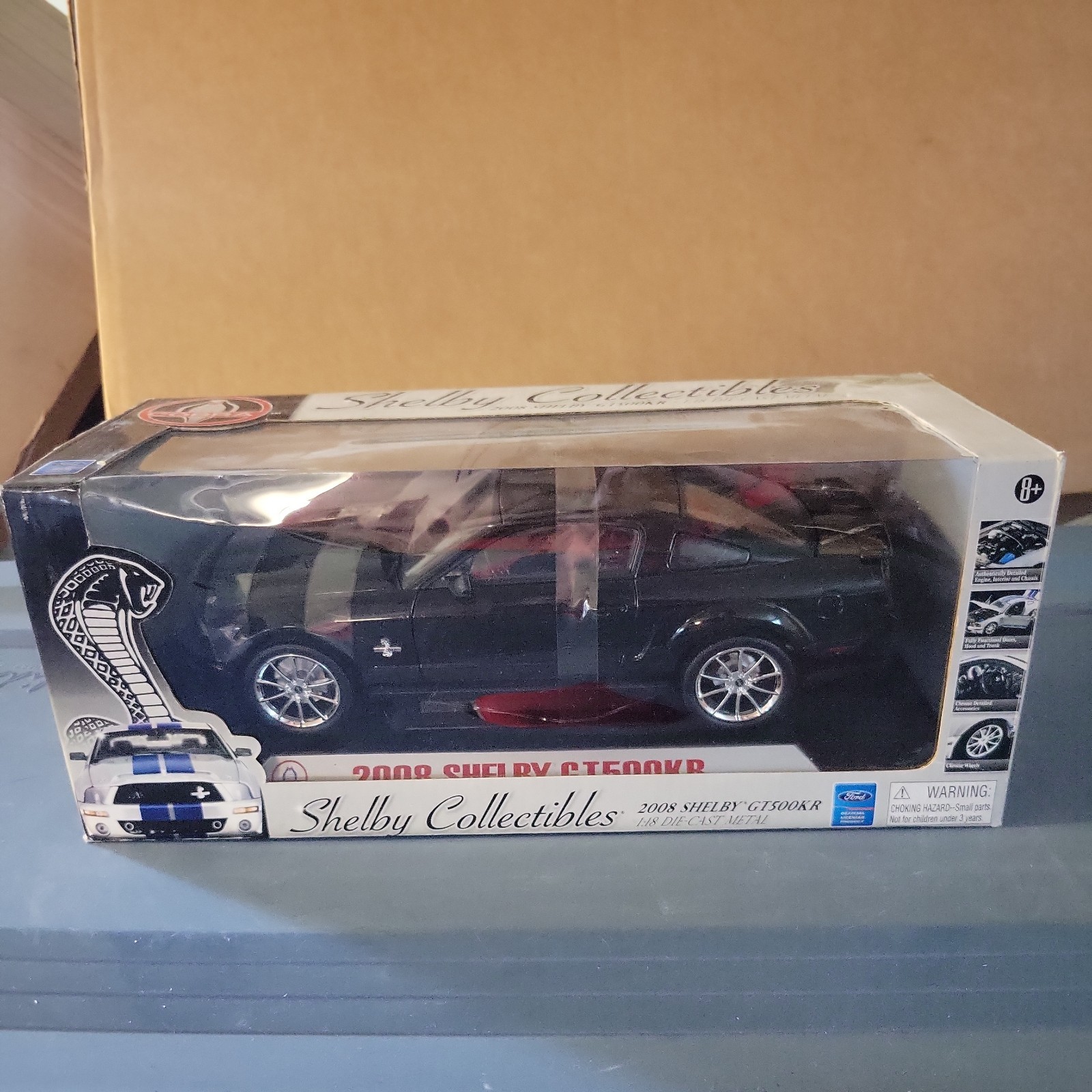 Shelby Collectibles 1:18 2008 Ford Shelby GT500KR Black Diecast Unopened Box