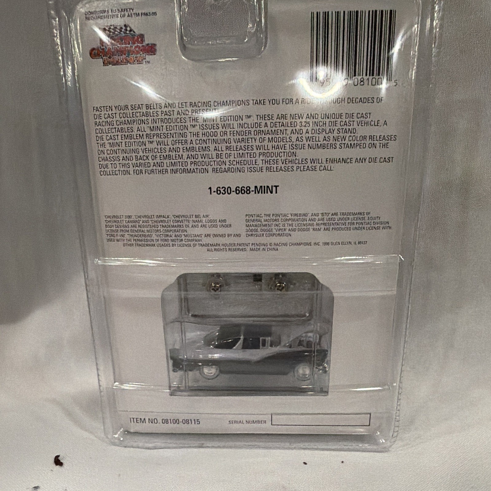 Racing Champions Mint 1:63 1956 Ford Victoria Black/White Diecast w/ Stand